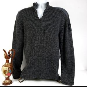 Calvin Klein Jeans Mens Quarter Zip Ribbed Sweater